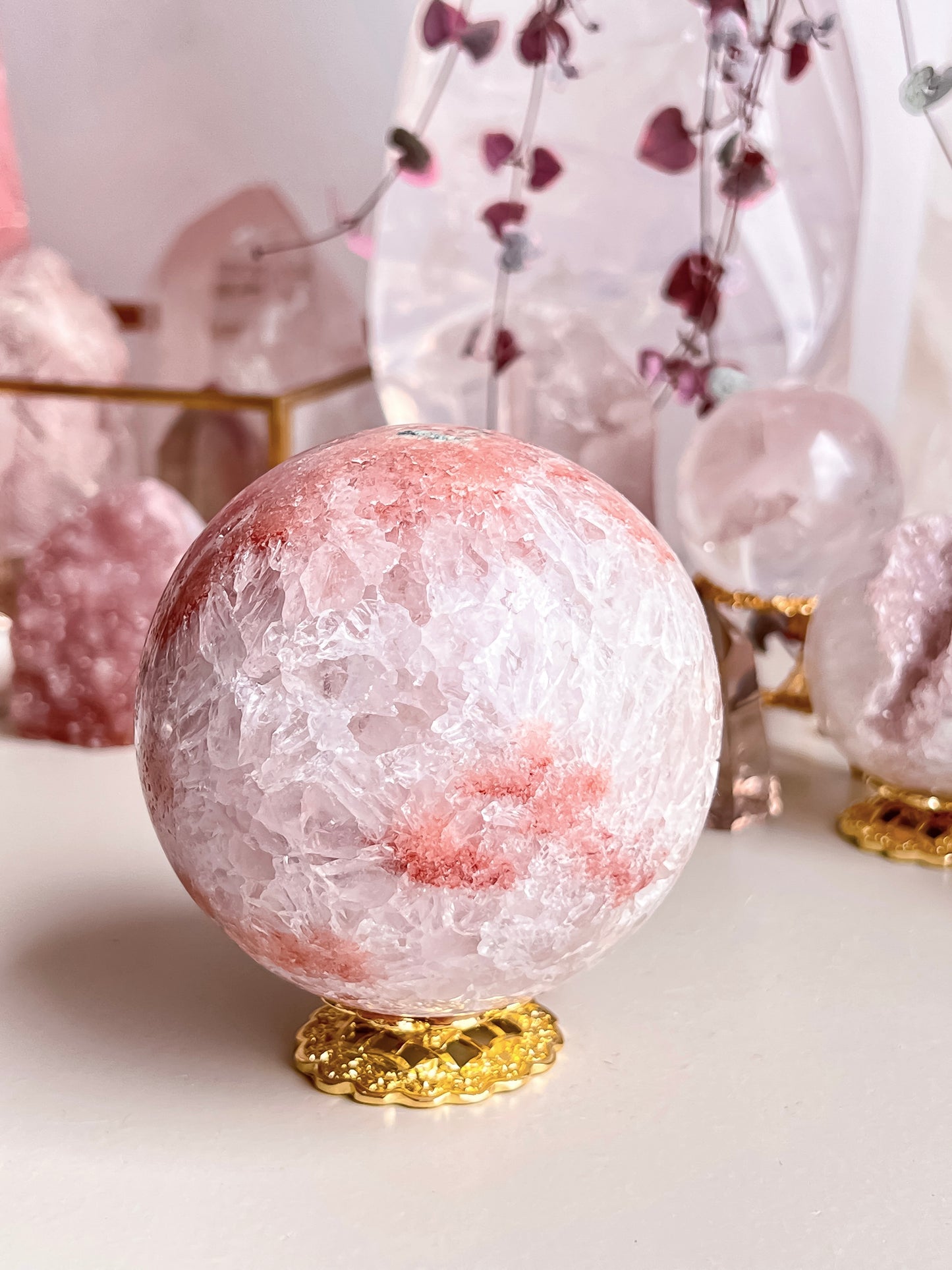 Pink amethyst sphere