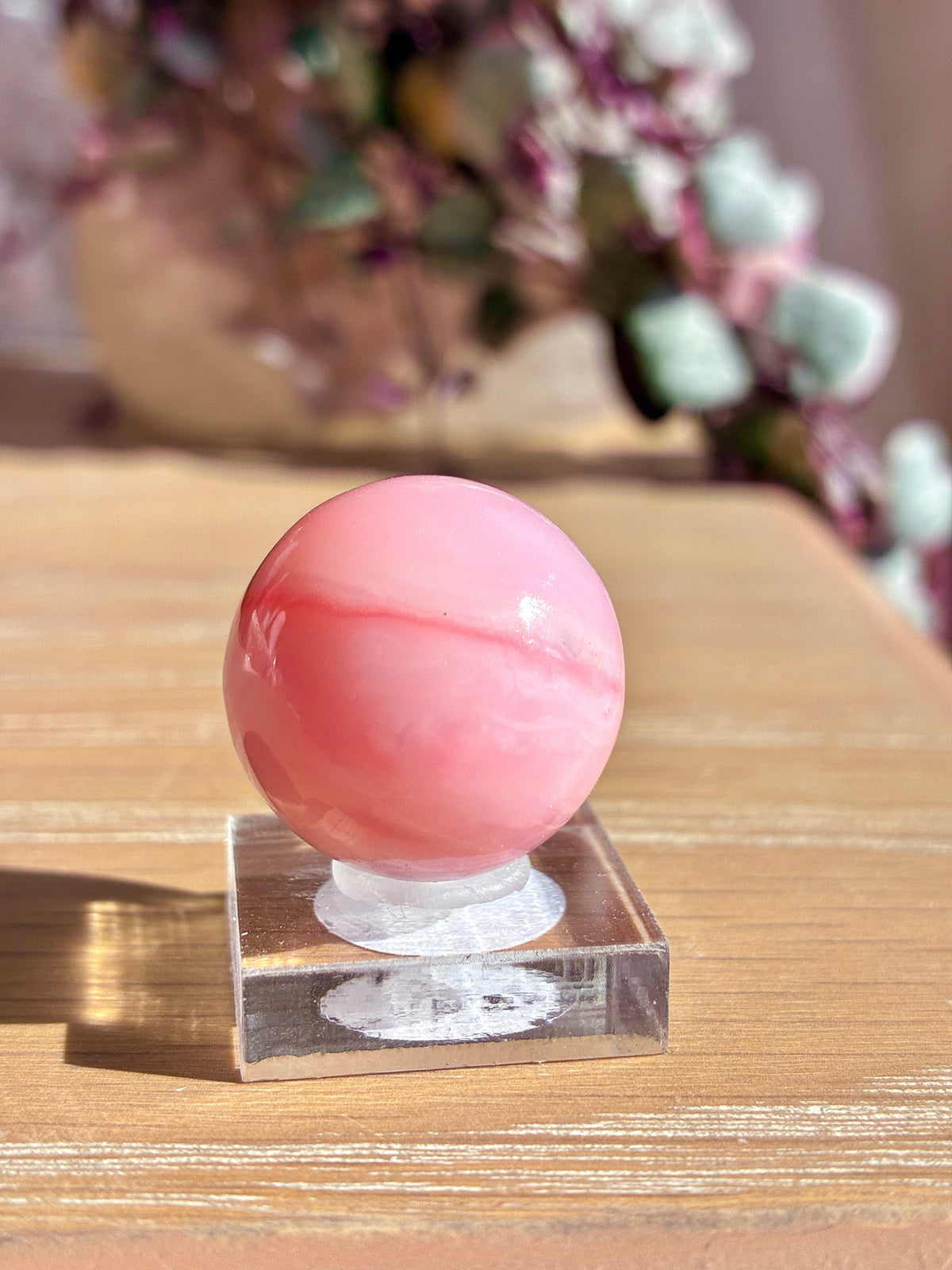 Pink opal sphere