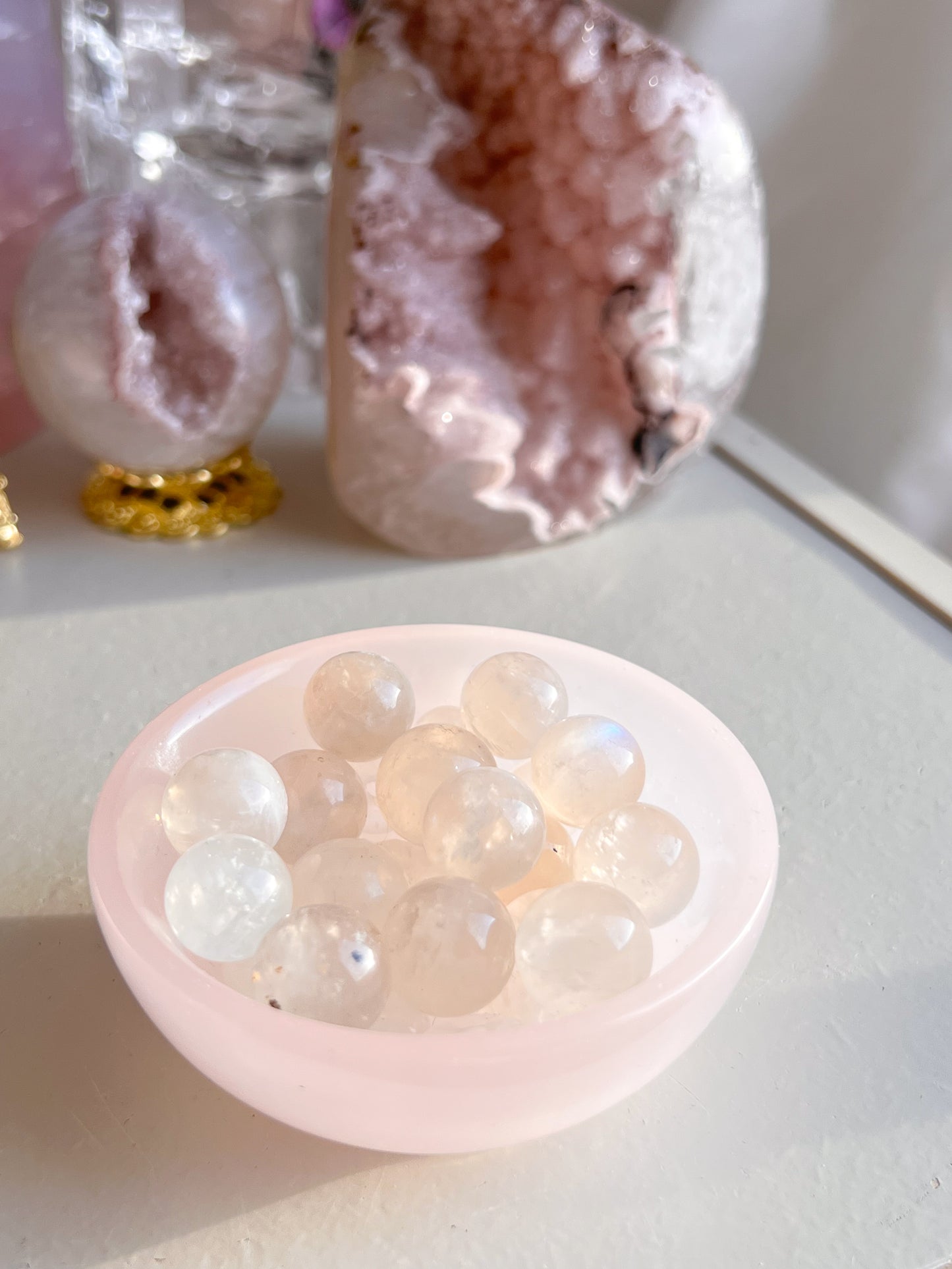 Mini moonstone spheres