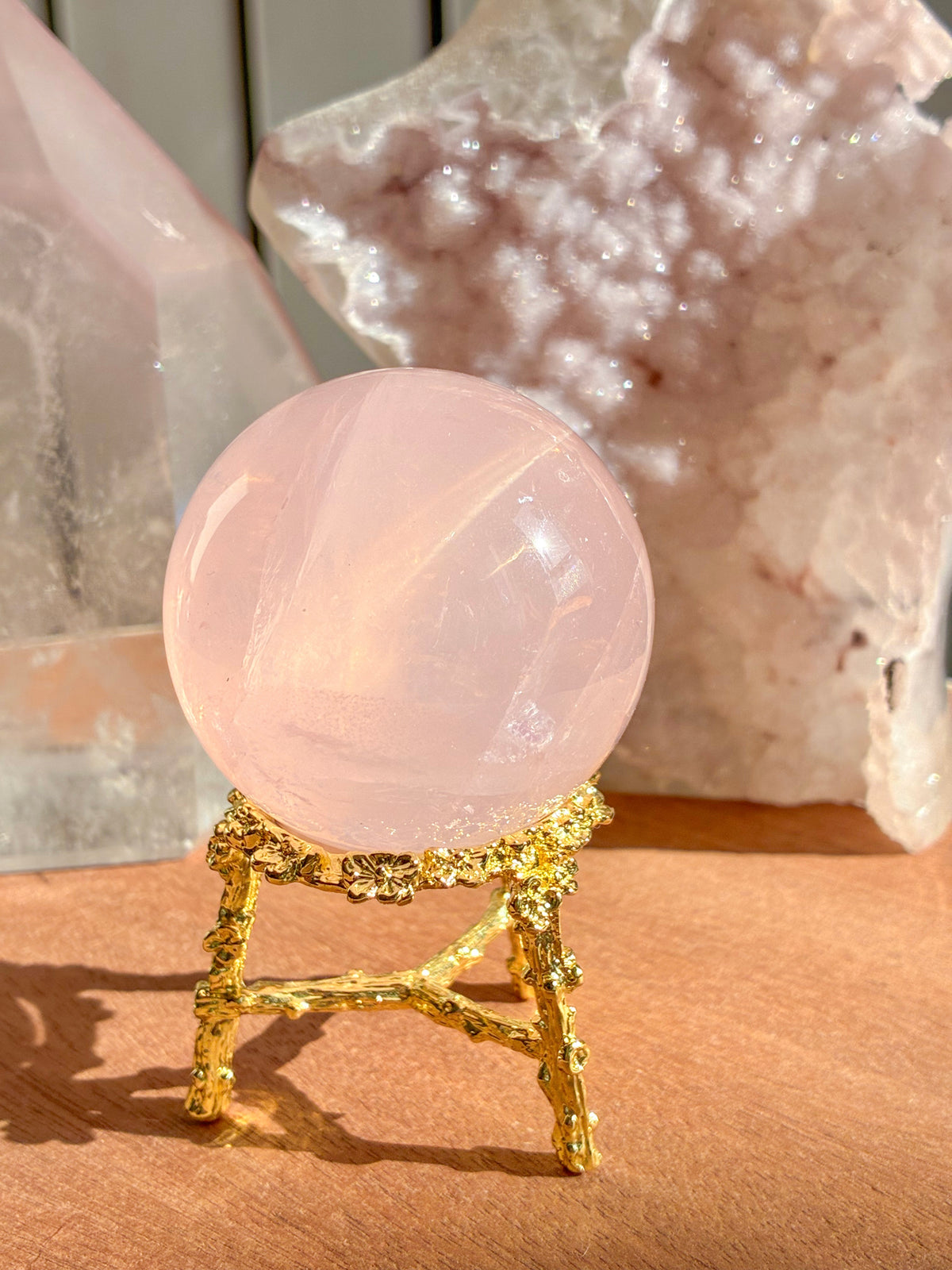 mozambique rose quartz sphere
