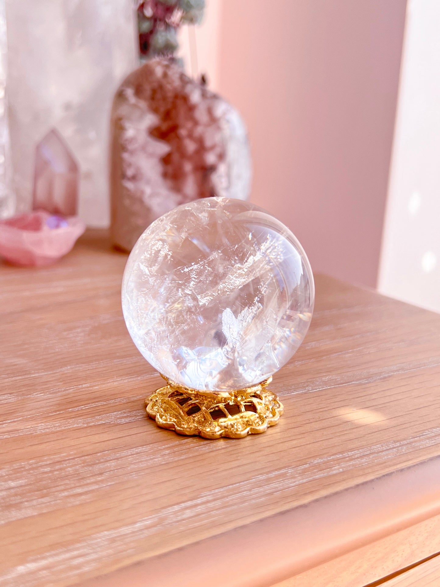 Rainbow clear quartz with hematite inclusions