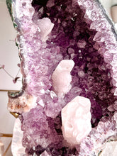 Load image into Gallery viewer, Statement Amethyst cave on stand with sugar covered calcite
