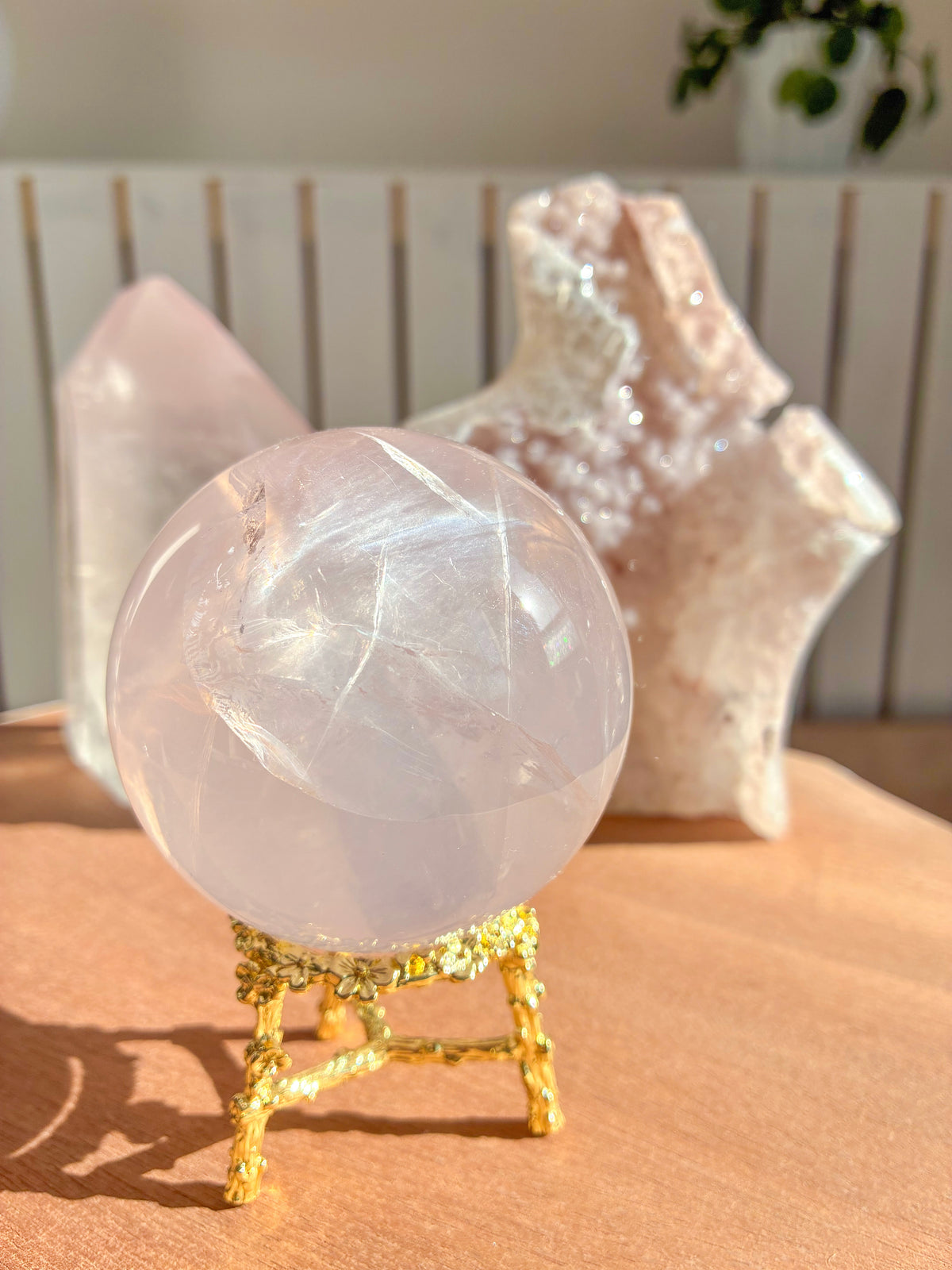 mozambique rose quartz sphere