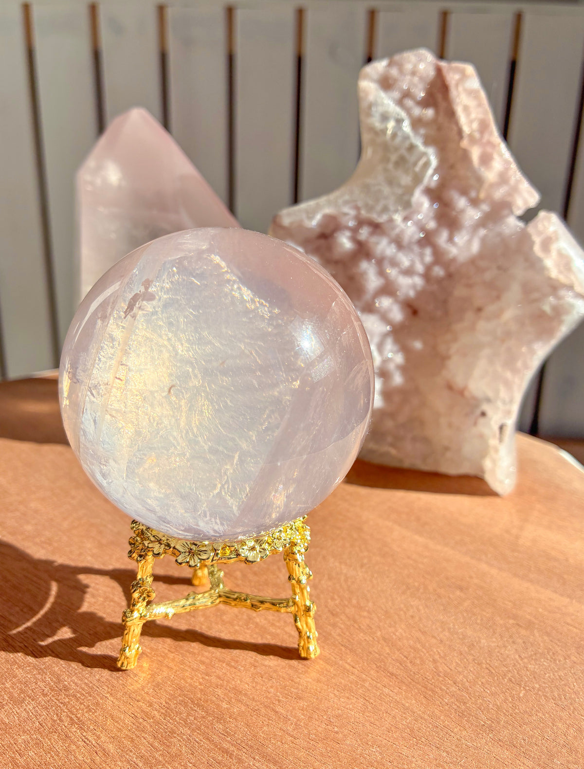 mozambique rose quartz sphere