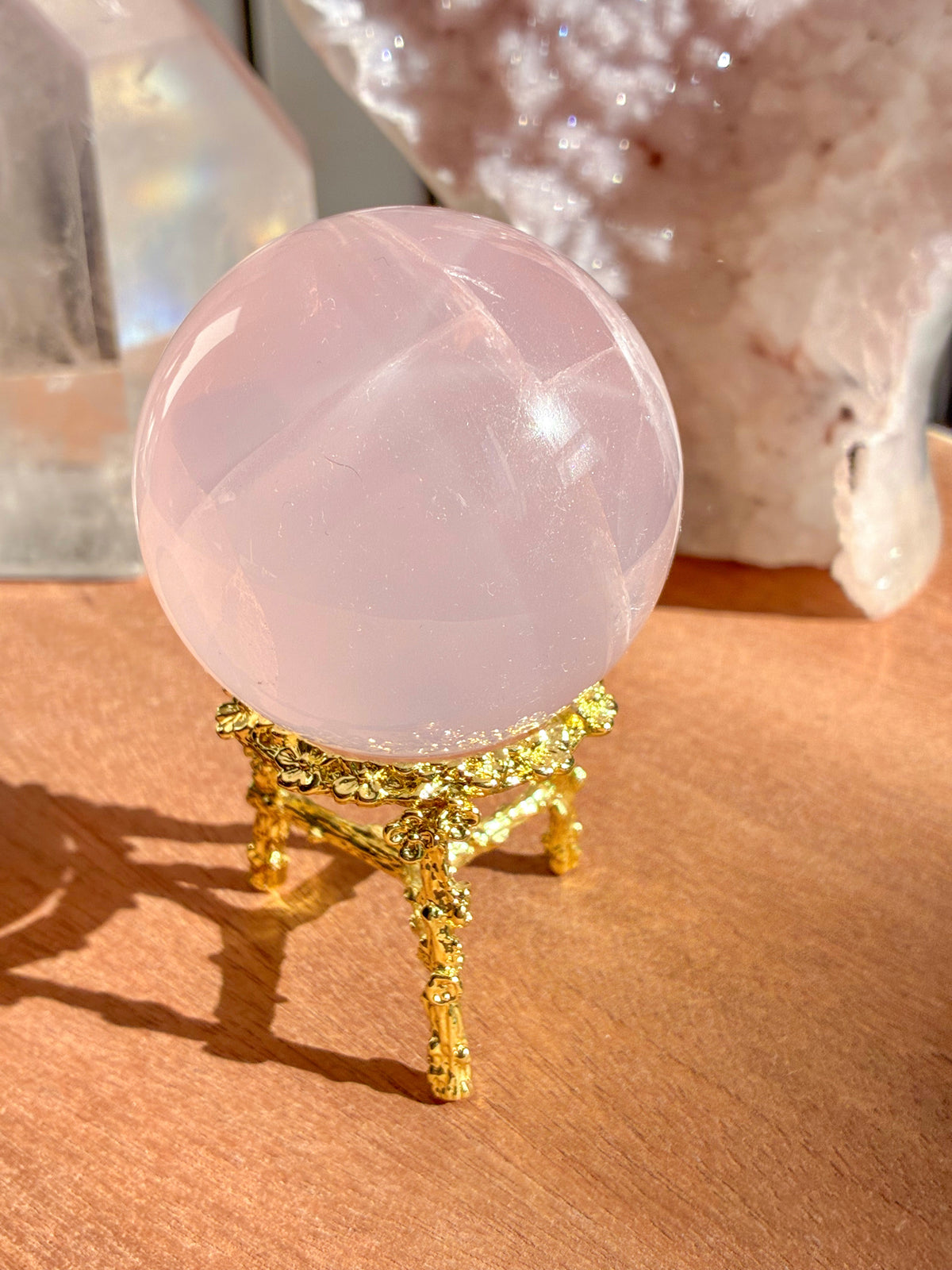 mozambique rose quartz sphere