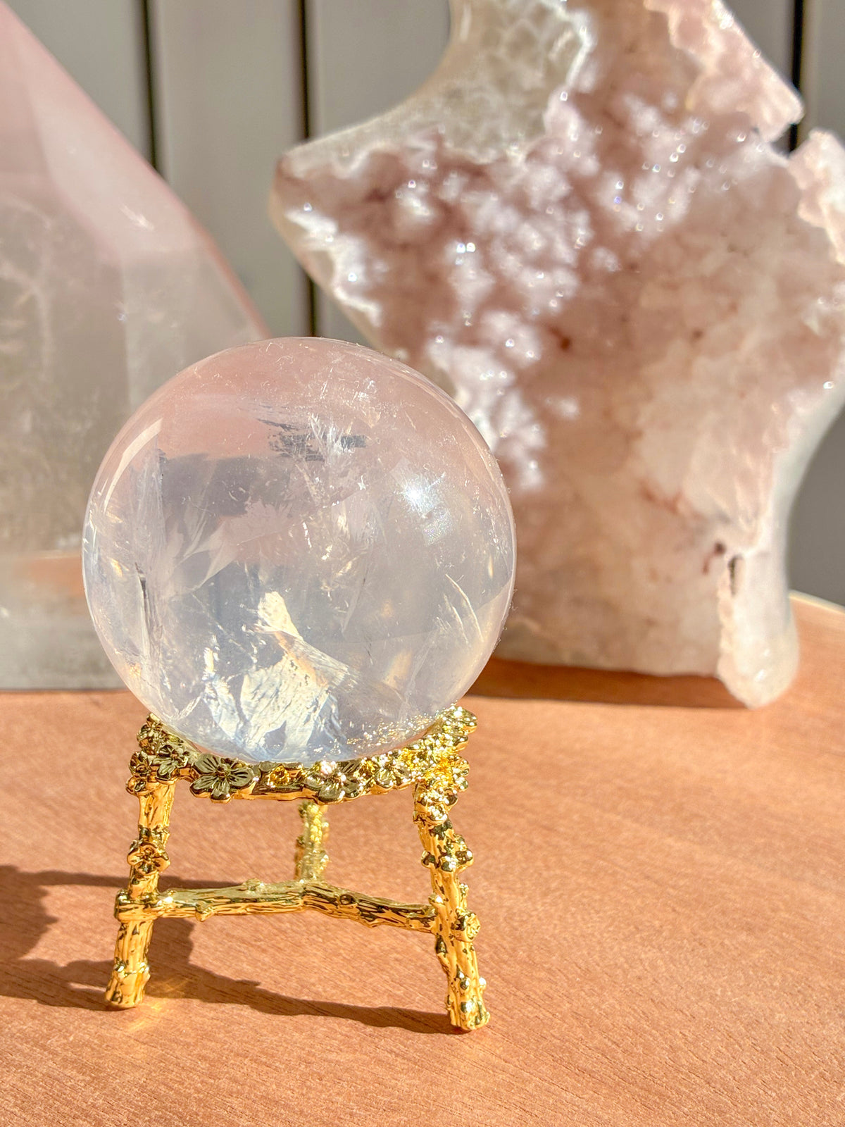 mozambique rose quartz sphere