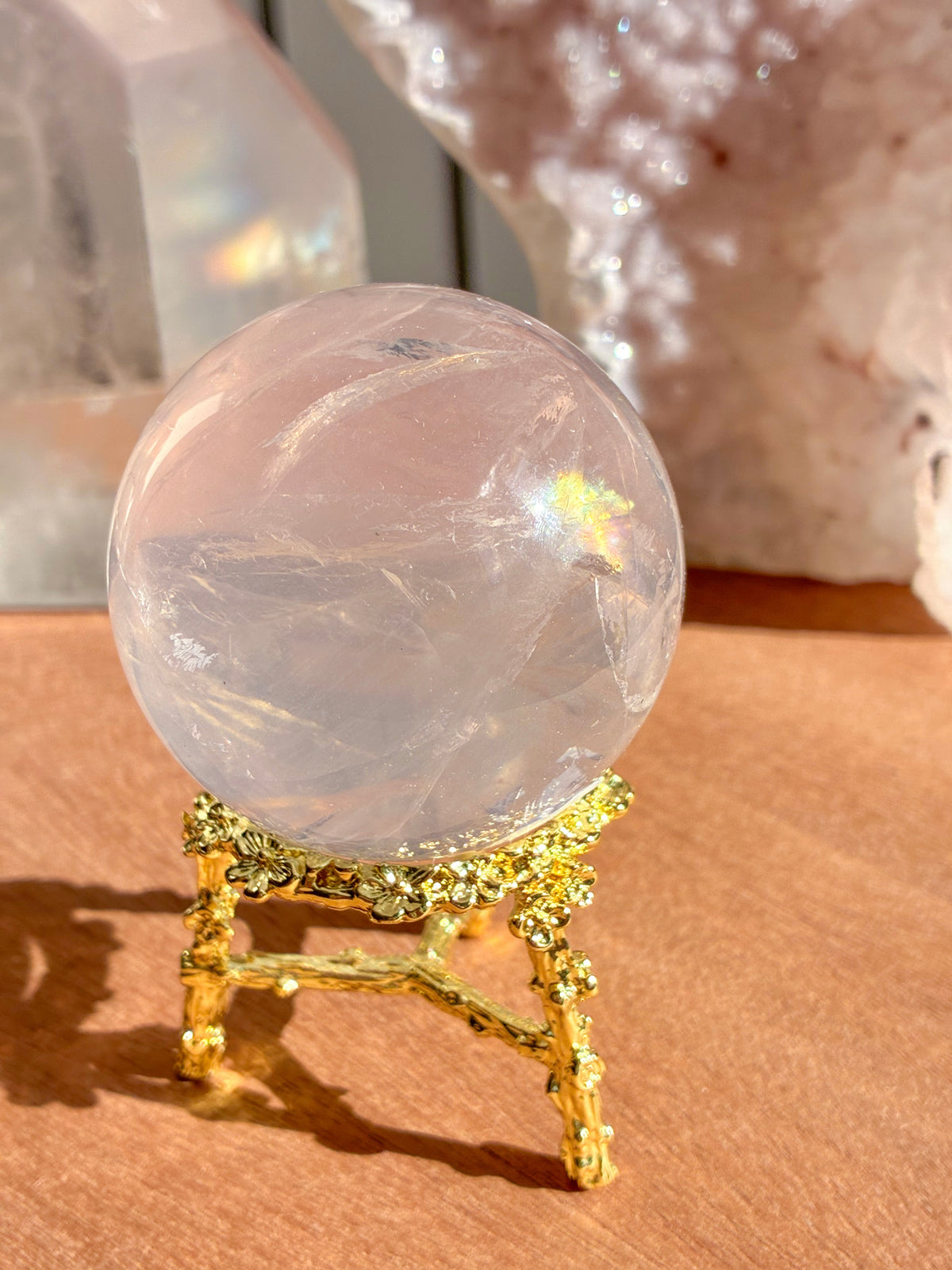 mozambique rose quartz sphere