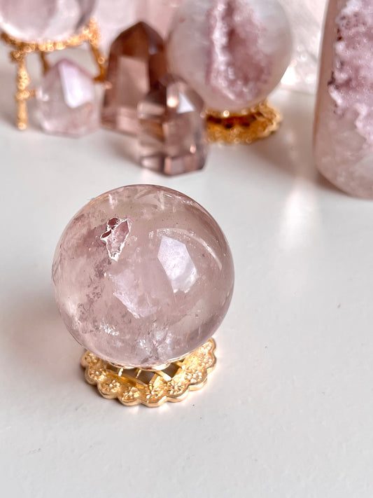 Smokey Quartz x pink lithium sphere