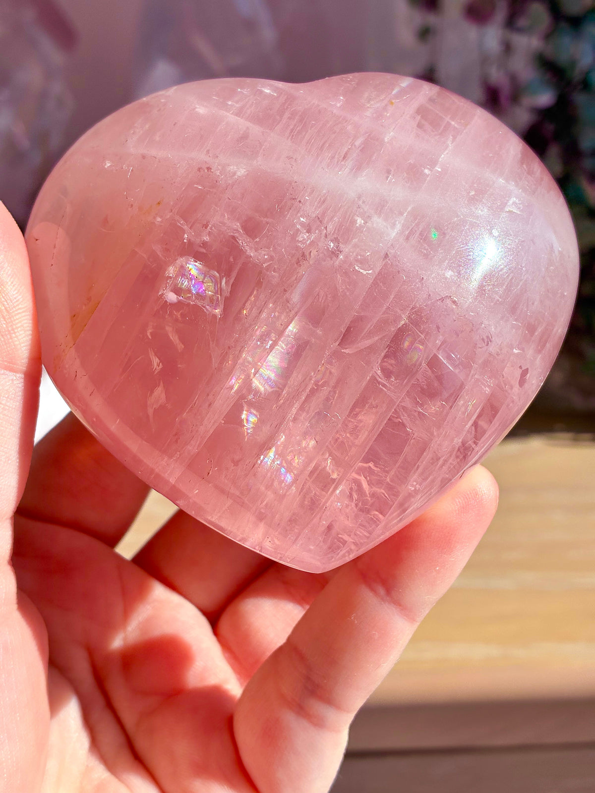 Bubblegum madagascan rose quartz heart