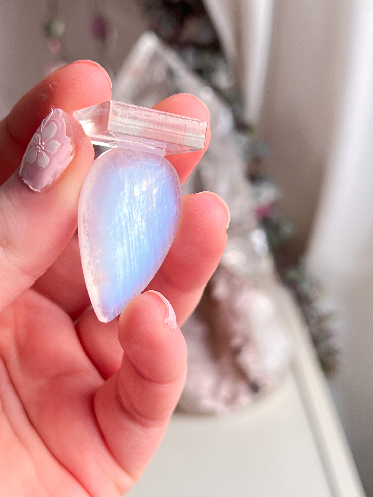 Gem grade moonstone teardrop