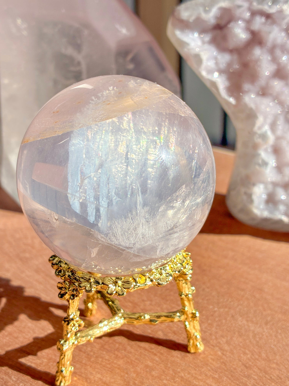 mozambique rose quartz sphere