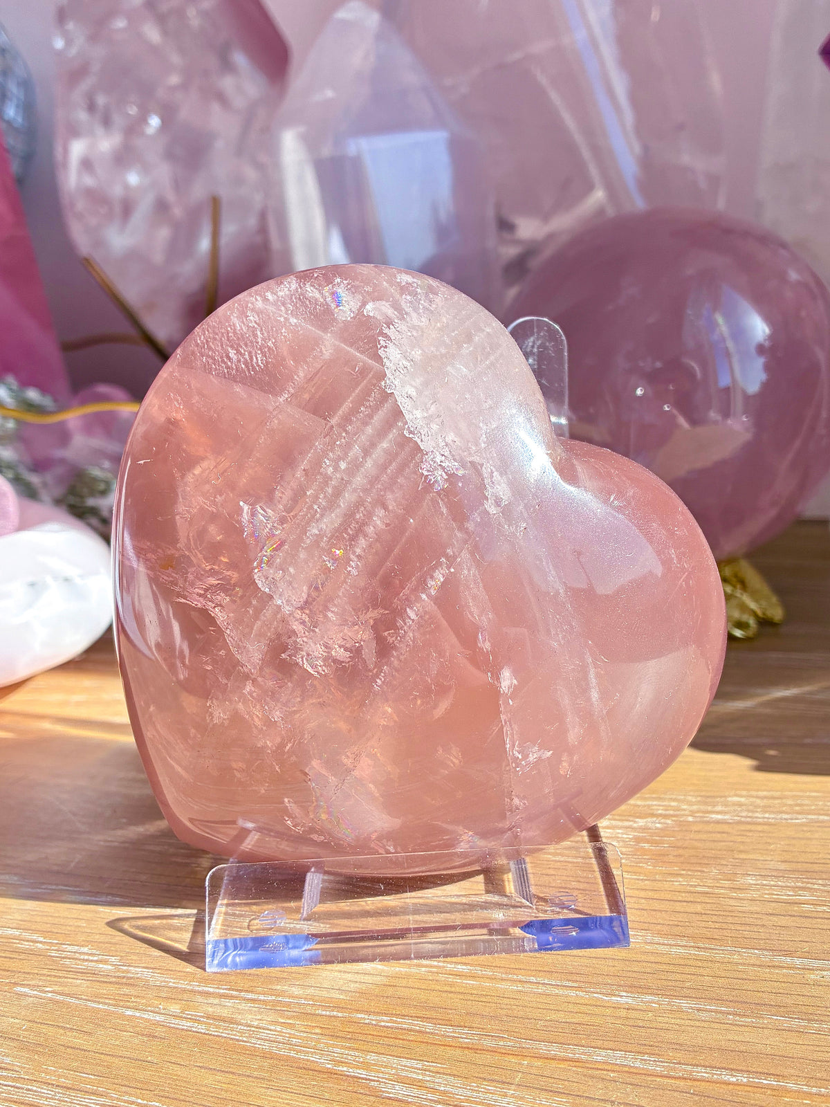Smokey rose madagascan rose quartz heart