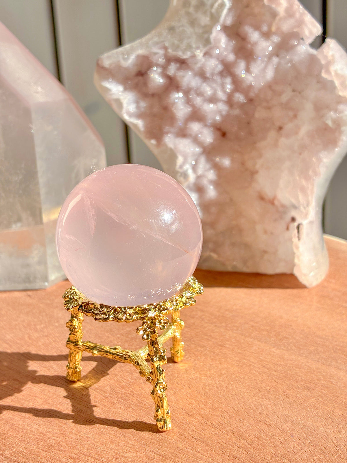 mozambique rose quartz sphere