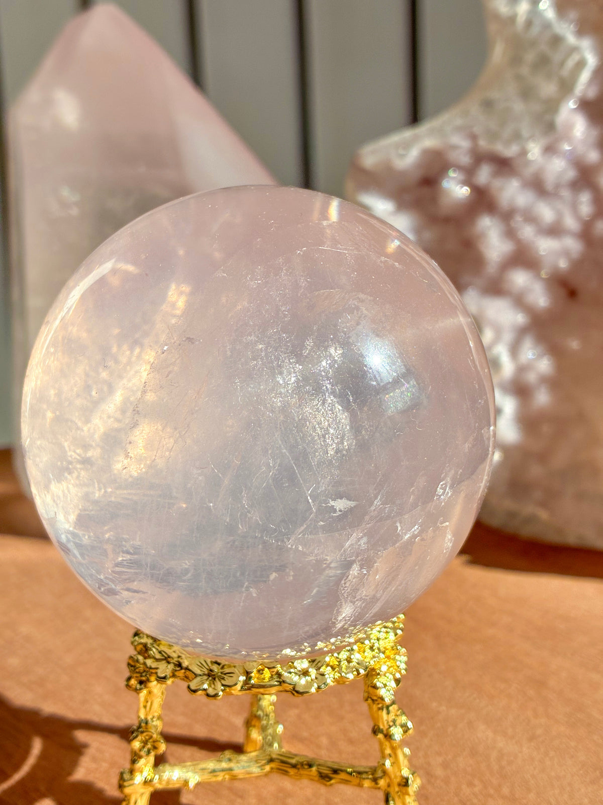 mozambique rose quartz sphere
