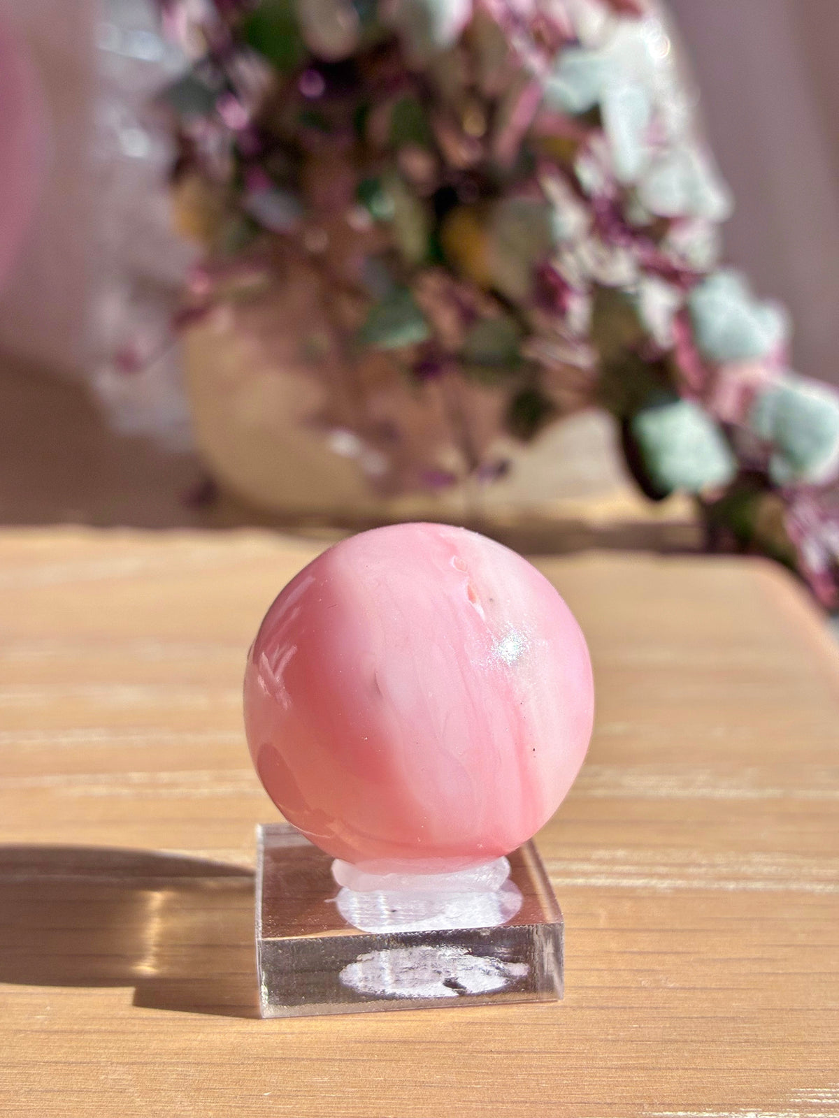 Pink opal sphere