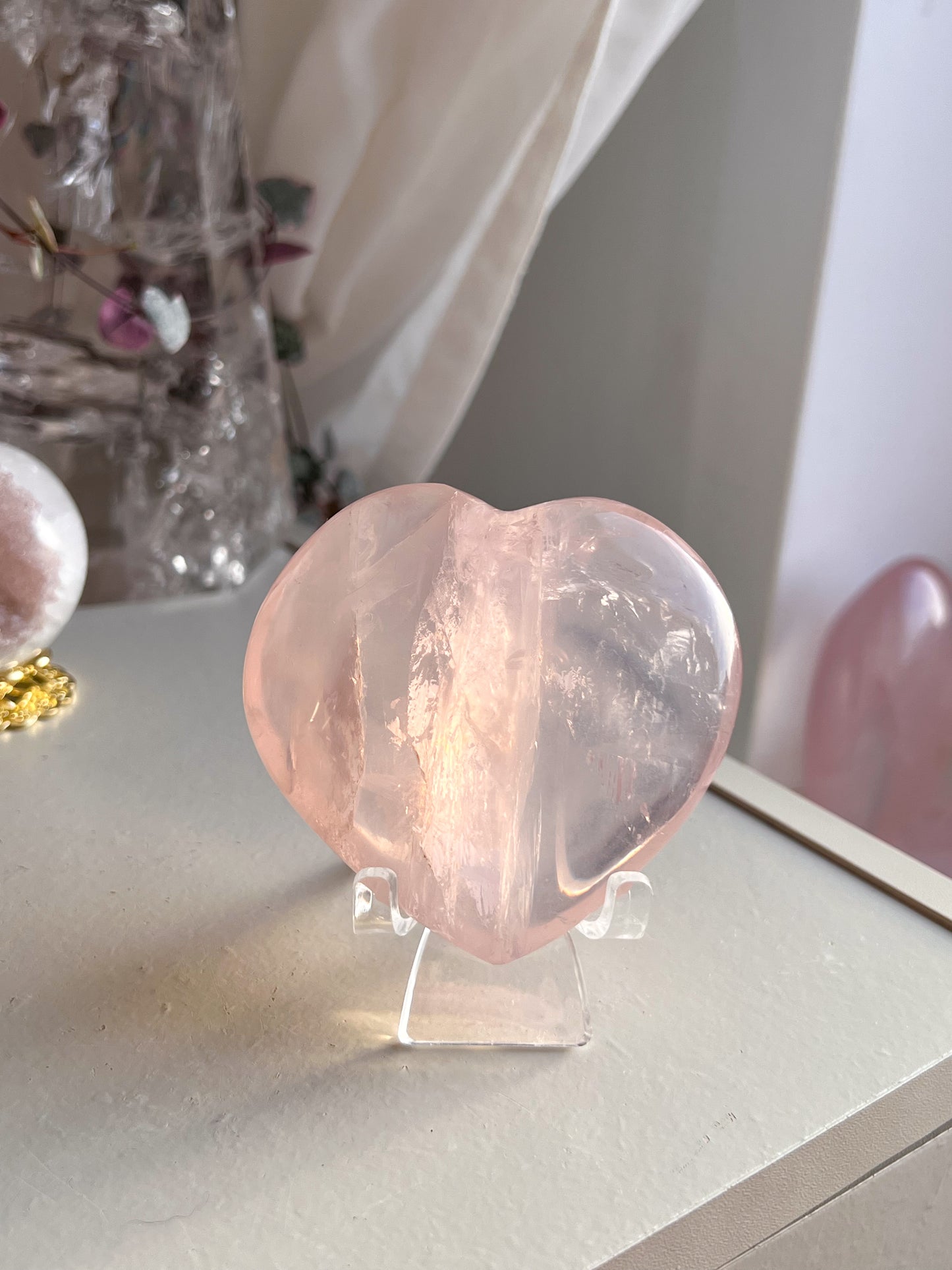 Star Rose Quartz Heart