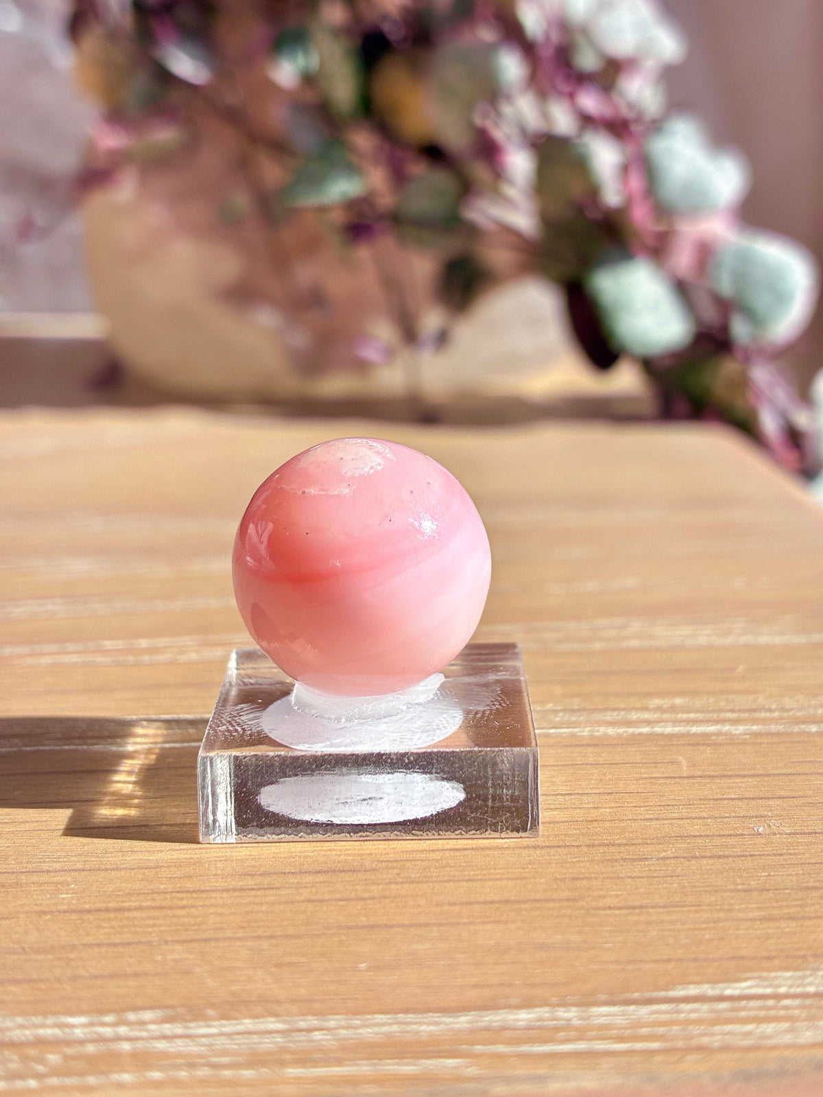Pink opal sphere