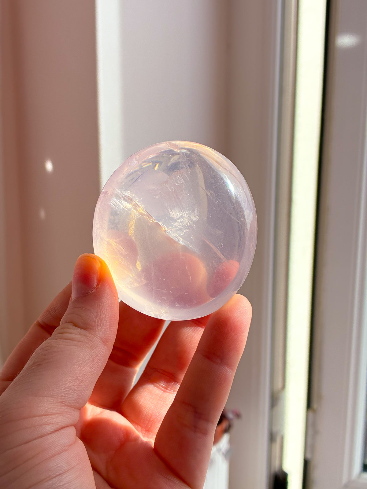 Jelly rose quartz pebble palmstone