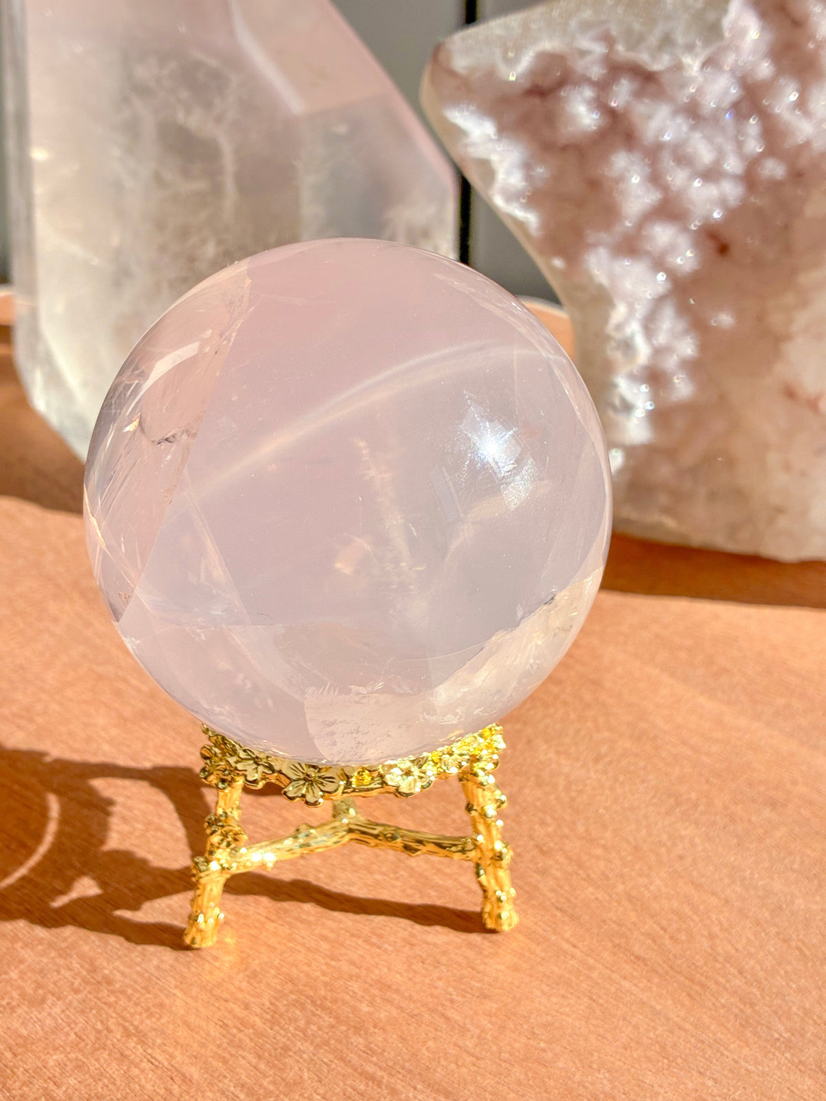 mozambique rose quartz sphere