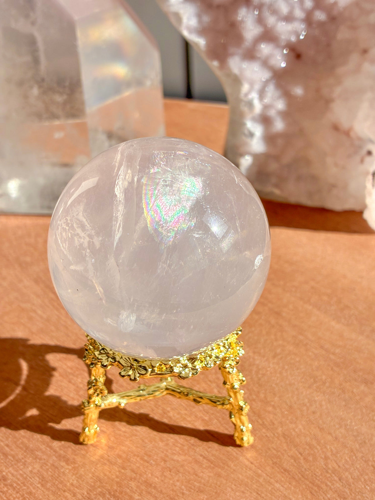 mozambique rose quartz sphere