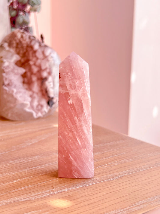 Polished pink tourmaline tower