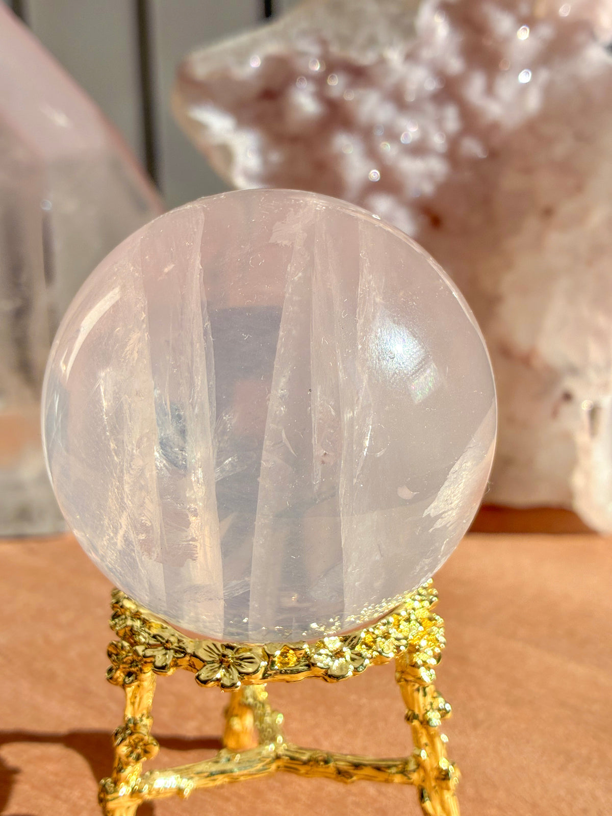 mozambique rose quartz sphere