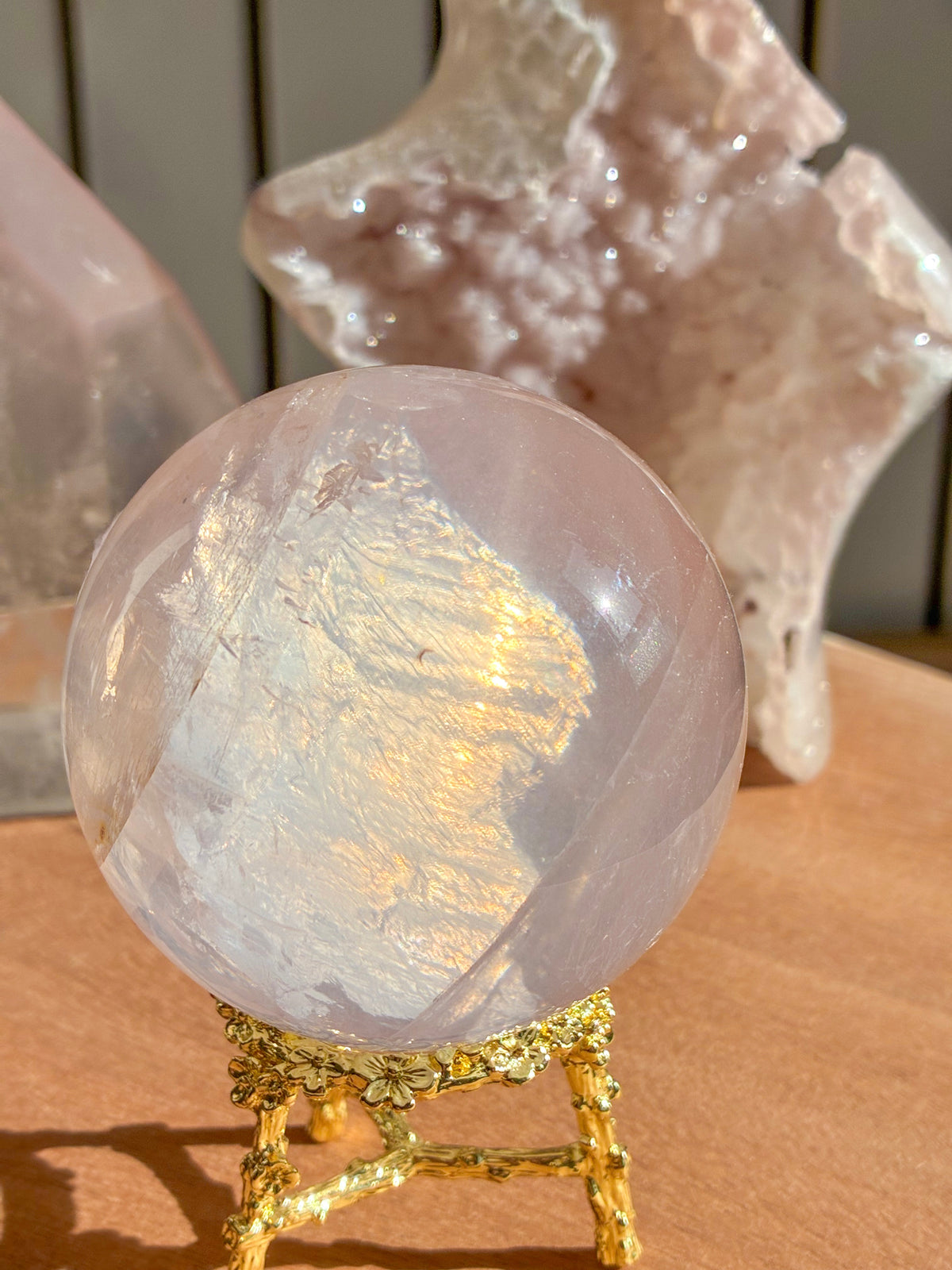 mozambique rose quartz sphere