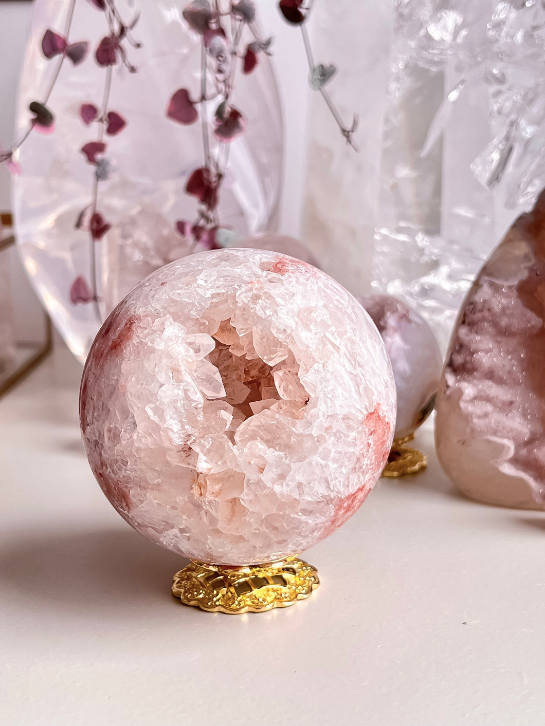 Pink amethyst sphere