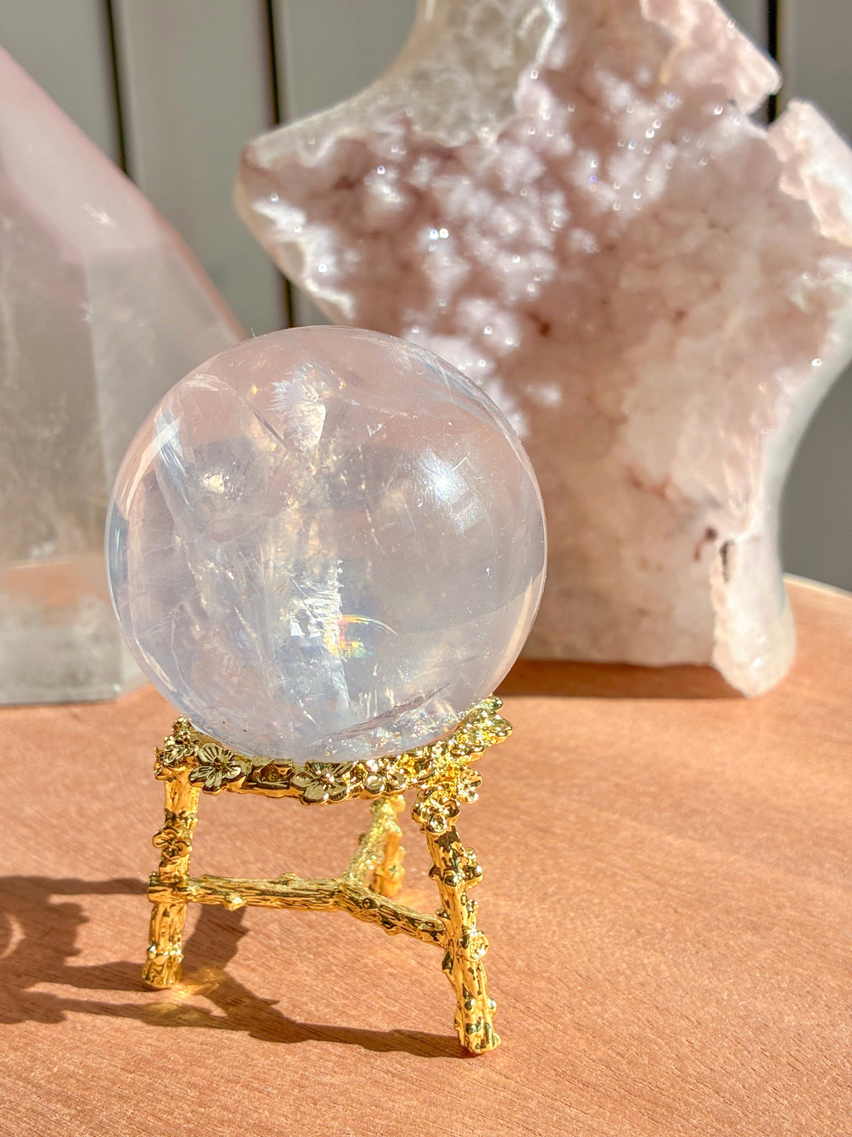 mozambique rose quartz sphere