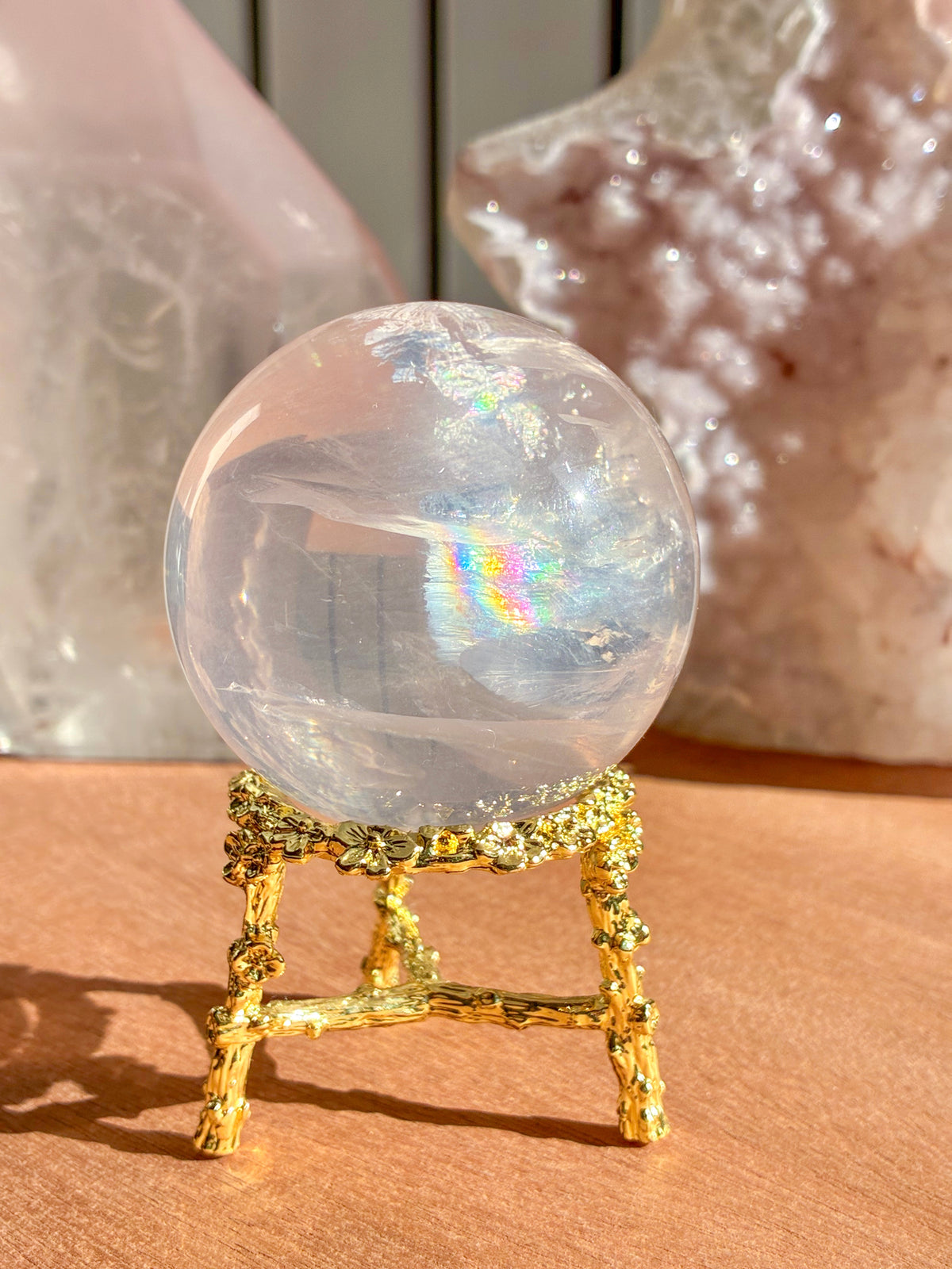mozambique rose quartz sphere