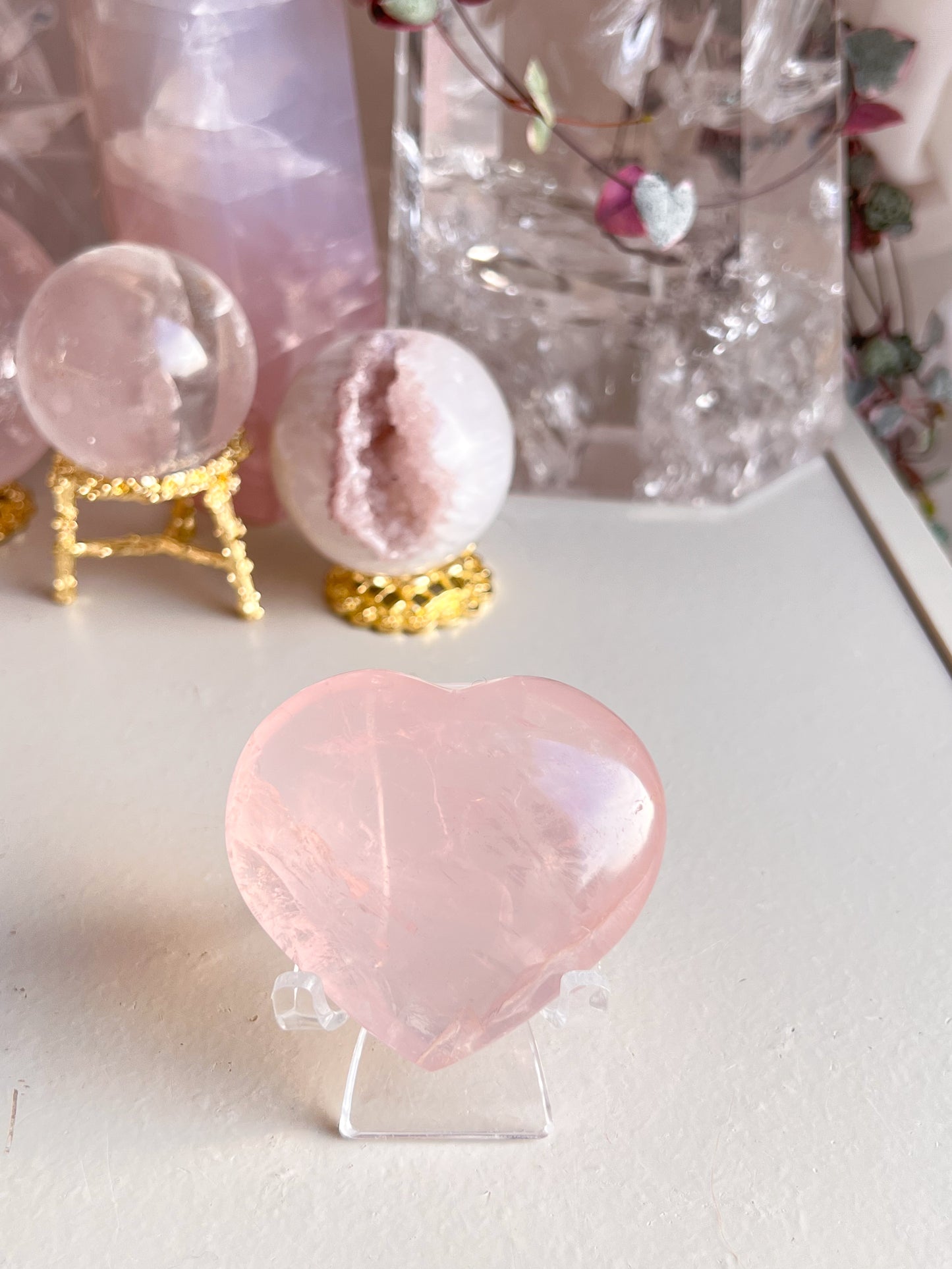 Star Rose Quartz Heart