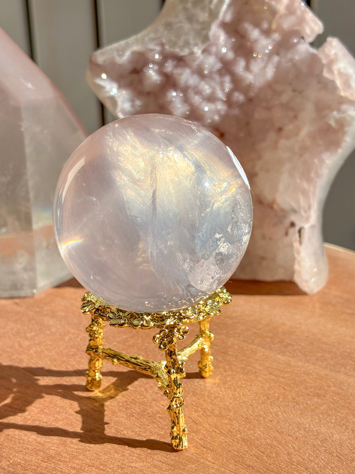 mozambique rose quartz sphere