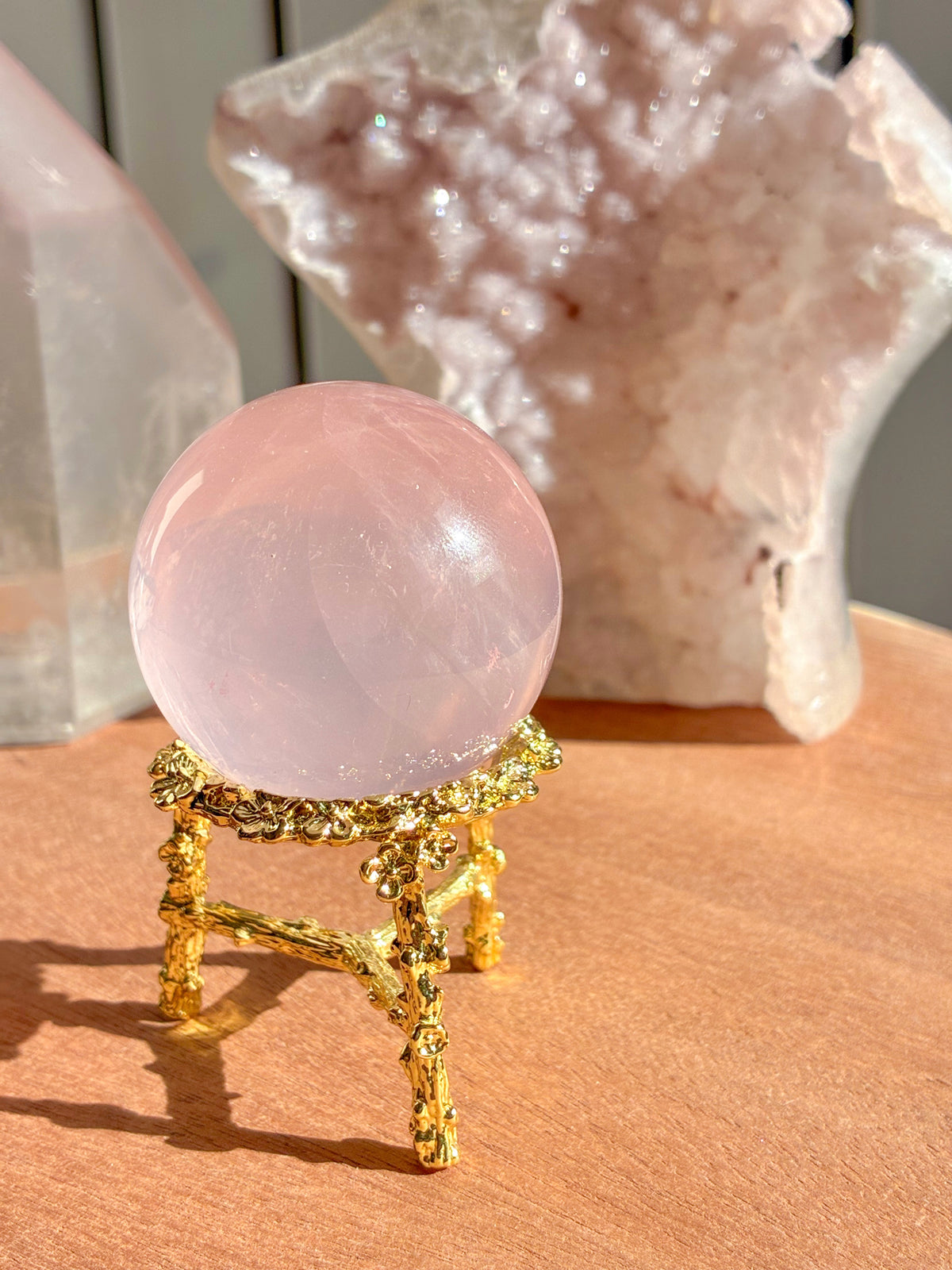 mozambique rose quartz sphere
