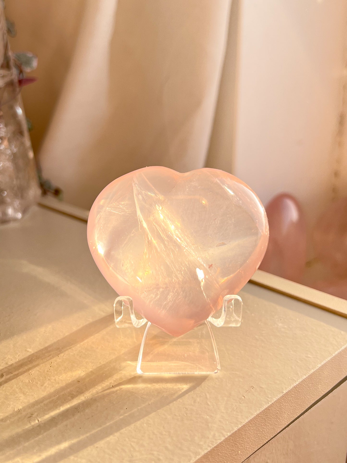 Star Rose Quartz Heart