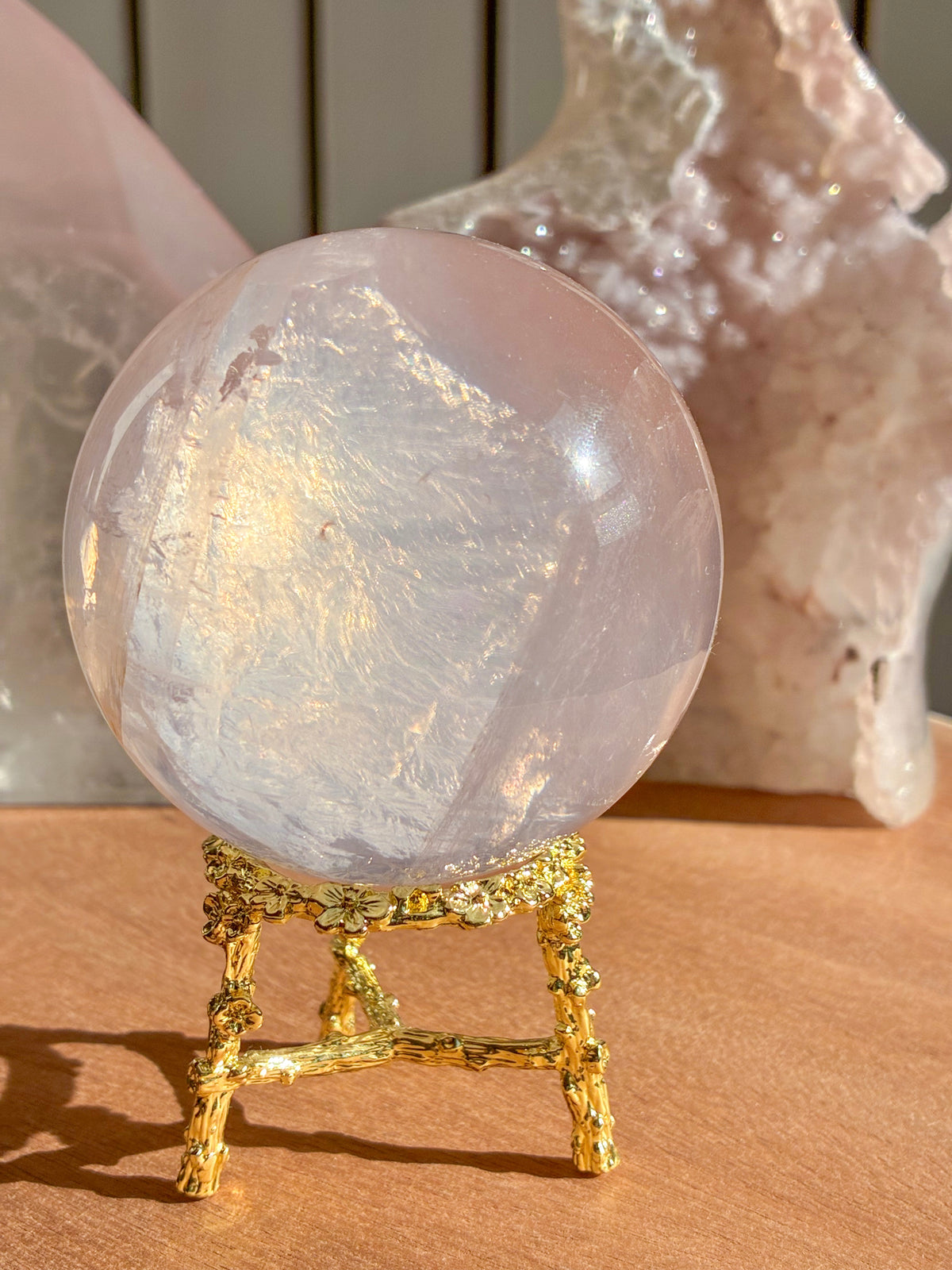 mozambique rose quartz sphere
