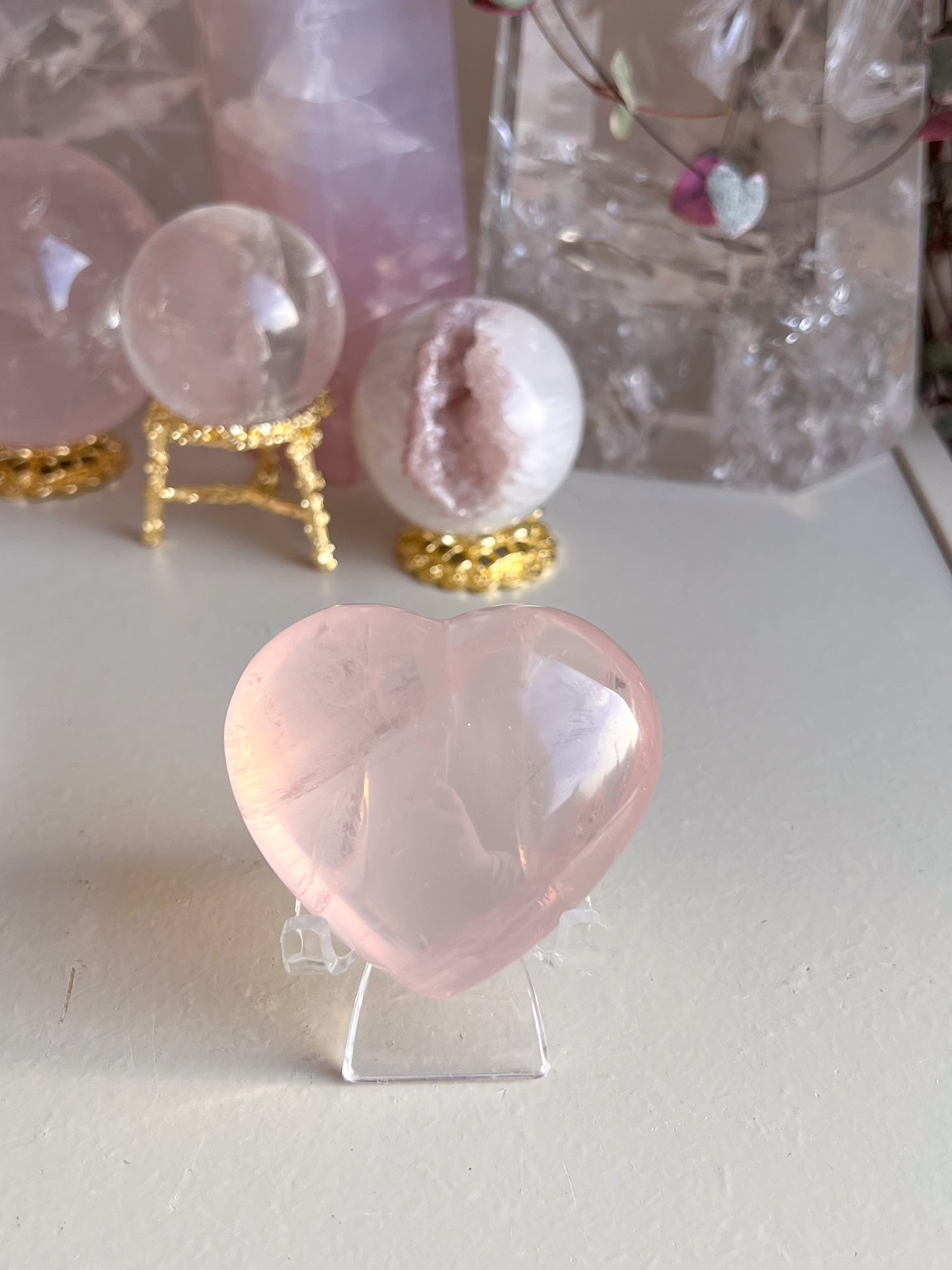 Star Rose Quartz Heart