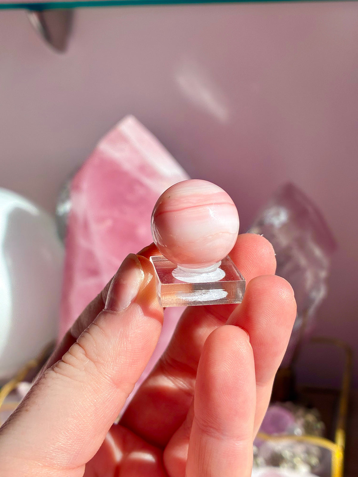 Pink opal sphere