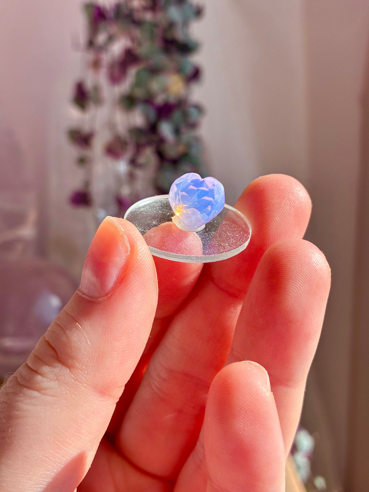 Lavender moon quartz heart