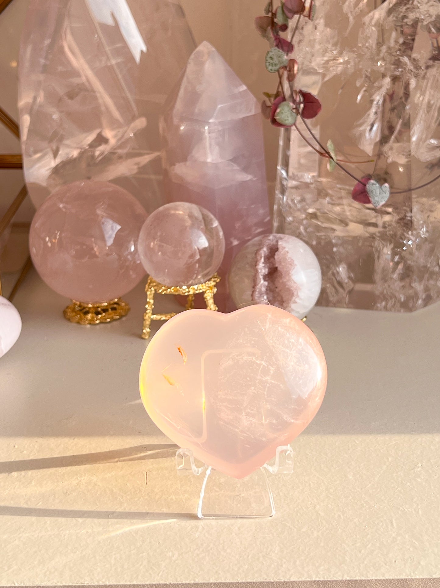 Star Rose Quartz Heart