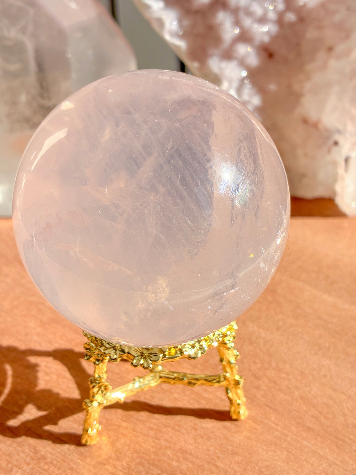 mozambique rose quartz sphere