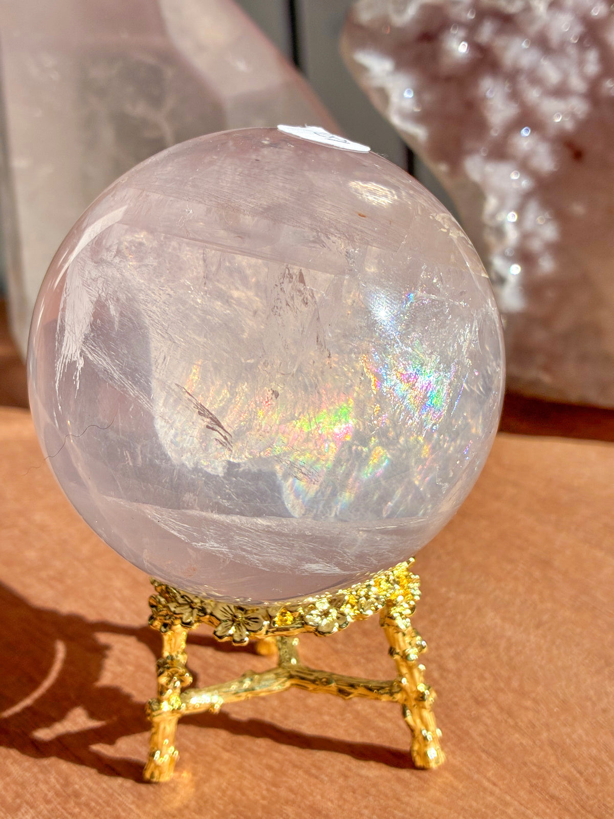 mozambique rose quartz sphere