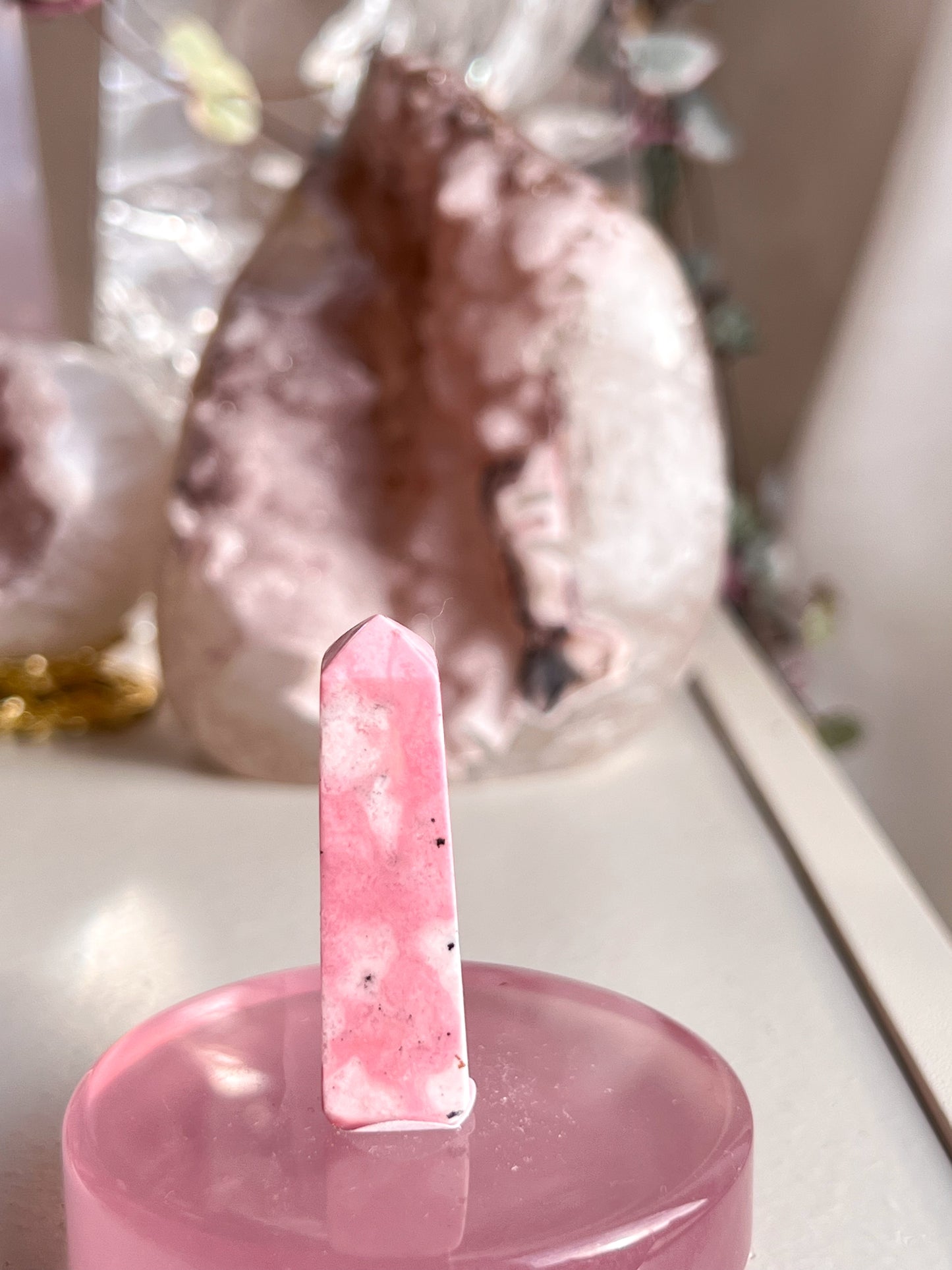 Pink Rhodonite mini tower