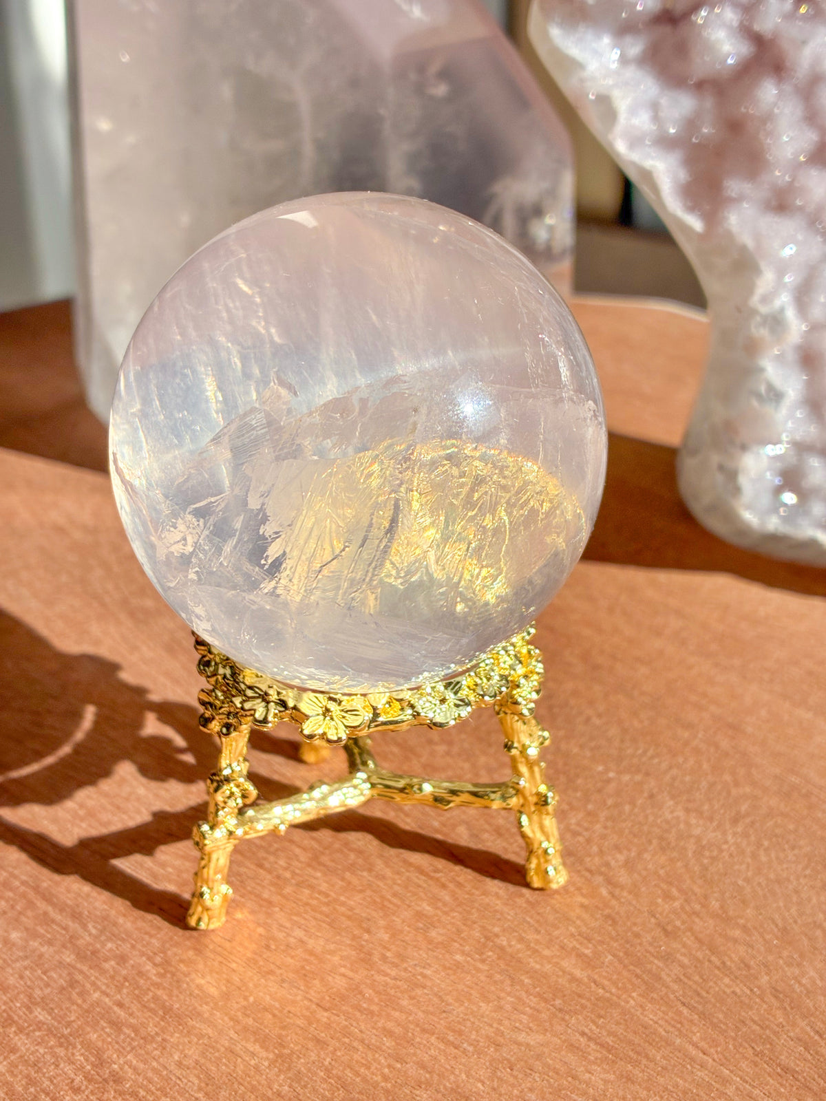 mozambique rose quartz sphere