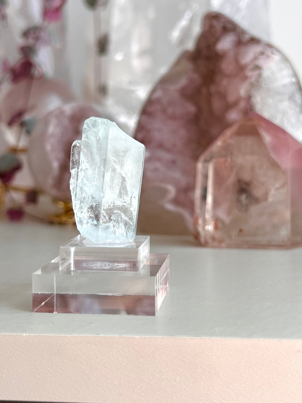 High Grade Aquamarine on stand