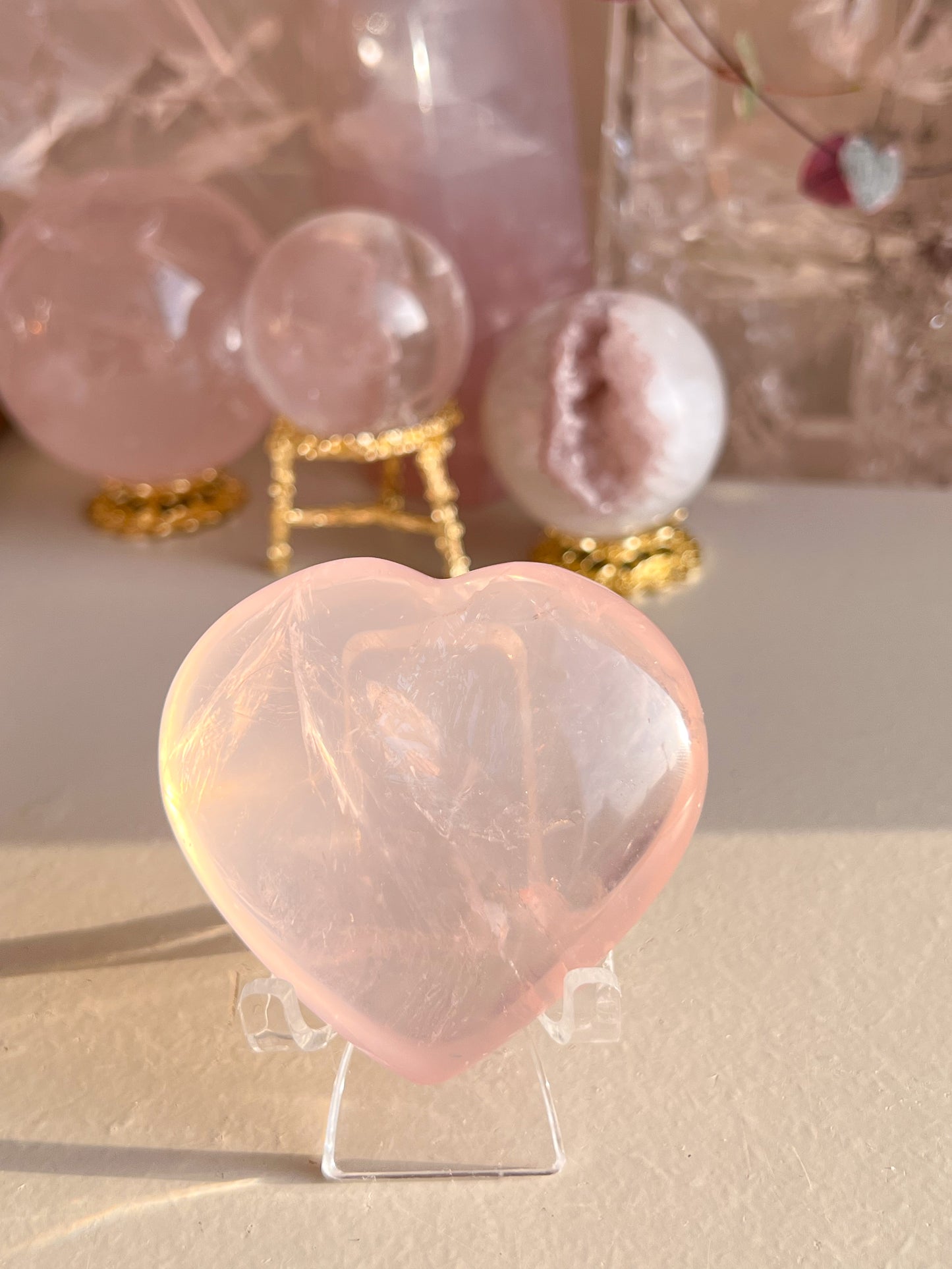 Star Rose Quartz Heart