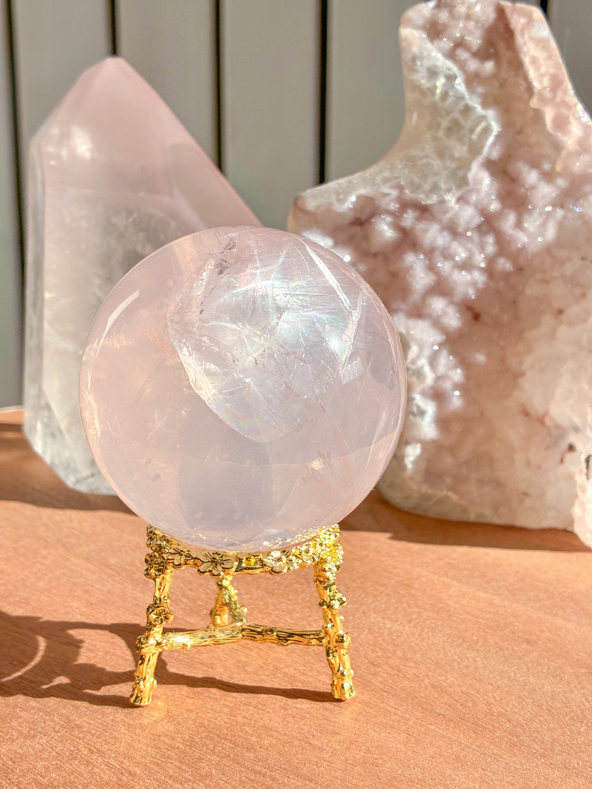 mozambique rose quartz sphere