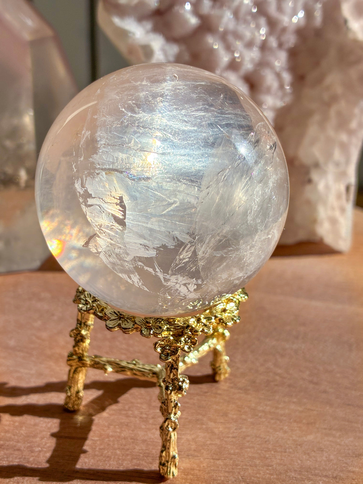 mozambique rose quartz sphere
