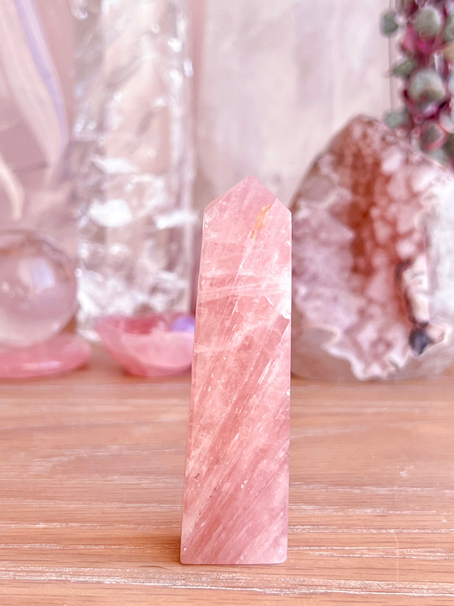Polished pink tourmaline tower