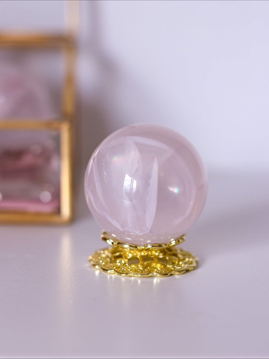 Girasol rose quartz sphere - Blissful Moon Co.